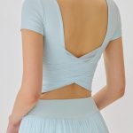 Blue Mesh Short Sleeve Top--Light Support