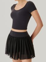 Black Mesh Short Sleeve Top--Light Support - Image 3
