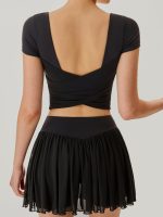 Black Mesh Short Sleeve Top--Light Support - Image 4