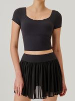 Black Mesh Short Sleeve Top--Light Support - Image 2