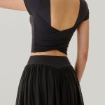 Black Mesh Short Sleeve Top--Light Support