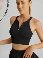 Black Round Neck Sports Bra - Light Support - Image 3
