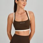 Coffee Contrast X Cross Sports Bra - Light Support