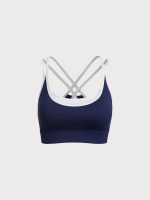 Navy Contrast Strappy Cutout Sports Bra - Image 8