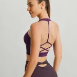 Purple Crisscross Strappy Back Sports Bra