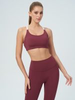 Wine Red Twist Back Sports Bra - Light Support - Image 3
