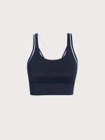 Navy Blue Trim Racerback Sports Bra - Image 6
