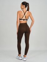 Coffee Contrast X Cross Sports Bra - Light Support - Image 5