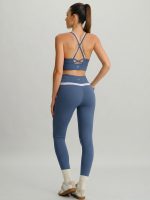 Blue Contrast V Neck Sports Bra- Light Support - Image 5