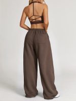Brown Mesh X Cross Sports Bra - Light Support - Image 4