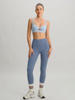 Light Blue Twist-Front Cutout Sports Bra - Image 3