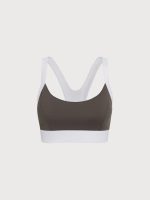 Dark Coffee Contrast U Neck Sports Bra - Light Support - Image 9
