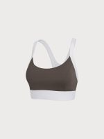 Dark Coffee Contrast U Neck Sports Bra - Light Support - Image 10