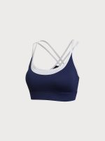 Navy Contrast Strappy Cutout Sports Bra - Image 6