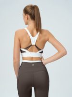 Dark Coffee Contrast U Neck Sports Bra - Light Support - Image 6