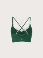 Green Contrast V Neck Sports Bra- Light Support - Image 11