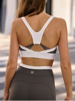 Dark Coffee Contrast U Neck Sports Bra - Light Support - Image 2