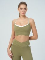 Green Contrast X Cross Sports Bra - Image 3