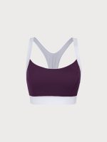 Purple Contrast U Neck Sports Bra - Light Support - Image 8