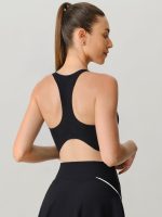 Black Round Neck Sports Bra - Light Support - Image 5