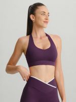 Purple Crisscross Strappy Back Sports Bra - Image 2