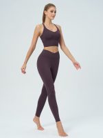 Purple V Neck X-Cross Sports Bra - Medium Support - Image 4
