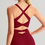 Wine Red Twist X-Cross Sports Bra - Light Support