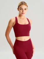 Wine Red Twist X-Cross Sports Bra - Light Support - Image 2