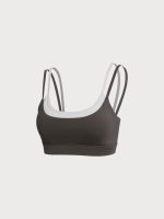 Dark Coffee Contrast Twist Sports Bra - Light Support - Image 11