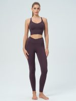 Purple V Neck X-Cross Sports Bra - Medium Support - Image 3