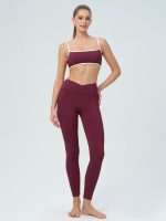 Burgundy Contrast-Trim Camisole Sports Bra - Image 4