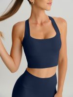 Navy Twist X-Cross Sports Bra - Light Support - Image 4