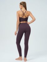 Purple V Neck X-Cross Sports Bra - Medium Support - Image 5