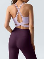 Purple Ribbed Cross Strap Sports Cami - Image 4