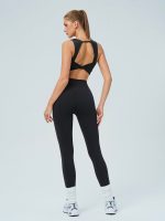 Black Square Neck Twisted Back Sports Bra -Light Support - Image 6