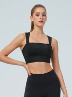 Black Square Neck Twisted Back Sports Bra -Light Support - Image 2