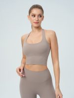 Apricot Halter Twist Back Sports Bra - Image 3