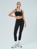 Black Square Neck Twisted Back Sports Bra -Light Support - Image 5