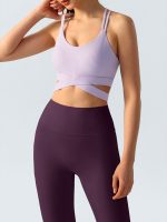Purple Ribbed Cross Strap Sports Cami - Image 3