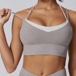 Grey Contrast X Cross Sports Bra - Light Support