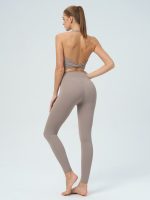 Apricot Halter Twist Back Sports Bra - Image 5