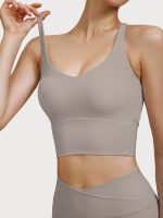 Apricot V Neck X-Cross Sports Bra - Medium Support - Image 3
