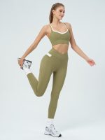 Green Contrast X Cross Sports Bra - Image 5