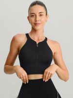 Black Round Neck Sports Bra - Light Support - Image 4