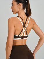 Coffee Contrast X Cross Sports Bra - Light Support - Image 2
