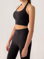Black Halter Twist Back Sports Bra - Image 4