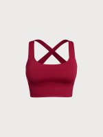Wine Red Twist X-Cross Sports Bra - Light Support - Image 4