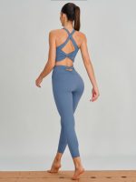 Dusty Blue Twist X-Cross Sports Bra - Image 4