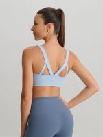 Light Blue Twist-Front Cutout Sports Bra - Image 2