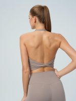 Apricot Halter Twist Back Sports Bra - Image 2